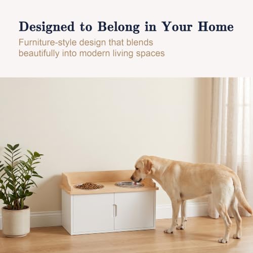 Elevated Dog Bowls with Storage, Dog Food Storage and Feeder - Image 8
