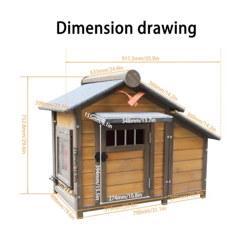 Insulated Dog House for Small Dogs, Weatherproof Wooden - Image 7