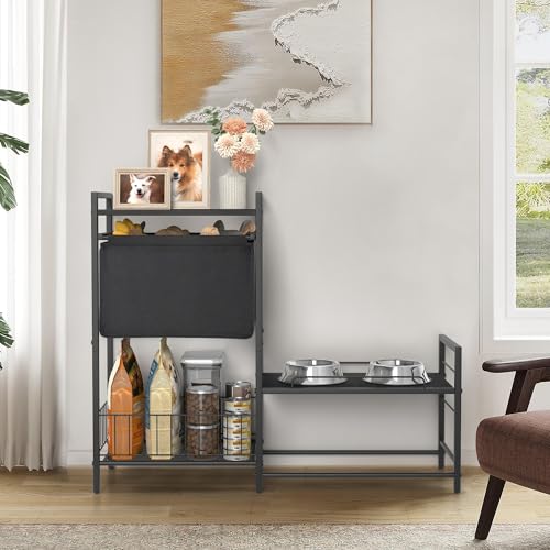 Elevated Dog Bowls, Raised Dog Bowl Stand with Dog Toy Bin - Image 8
