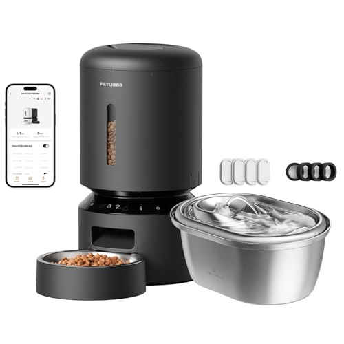 Bundle of PETLIBRO Stainless Steel Cat Water Fountain and PETLIBRO Automatic Cat Feeder, 5G WiFi