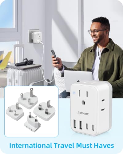 PAEWOK Travel Adapter Set with Type G/C/M/D Detachab - Image 8