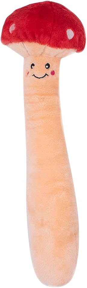 ZippyPaws Jigglerz - Dog Squeaky Toys to Keep Them Busy, Funny Food Plush for Small, Medium, & Large Dogs, Cute Stuffed Puppy Toy, Pet Product, Gift for All Breeds, Interactive Squeaker - Mushroom