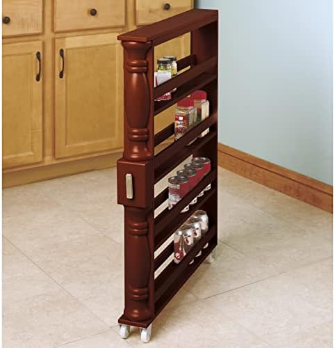 Slim Rolling Can and Spice Racks - Walnut