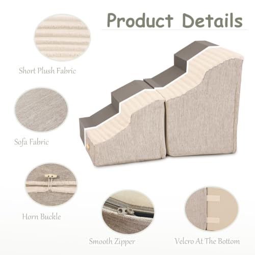 Dog Stairs for Small Dogs,2 in 1 Transformable 4-Step Pet Stairs - Image 7