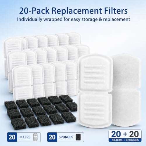 SORON 20 Pack Cat Water Fountain Filters Replacement | Pet Essentials - Image 7