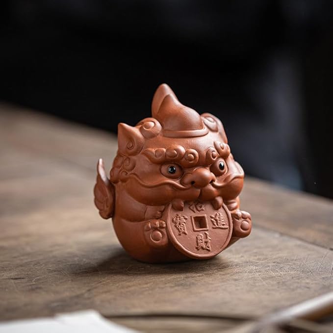 Chinese Zisha Tea Pet, Ceramic Tea Pet, Handmade Purple Clay Tea Pet for Kung Fu Tea Tray, Tea Pet Decoration Kungfu Tea Tray Accessories (B)