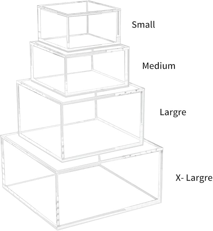 NIUBEE Acrylic Storage Box with Lids, 4‘’ Clear Mult-Purpose Box Square Stackable for Office, Home, Mini Cube Containers for Jewelry,Staples, Mini Toys
