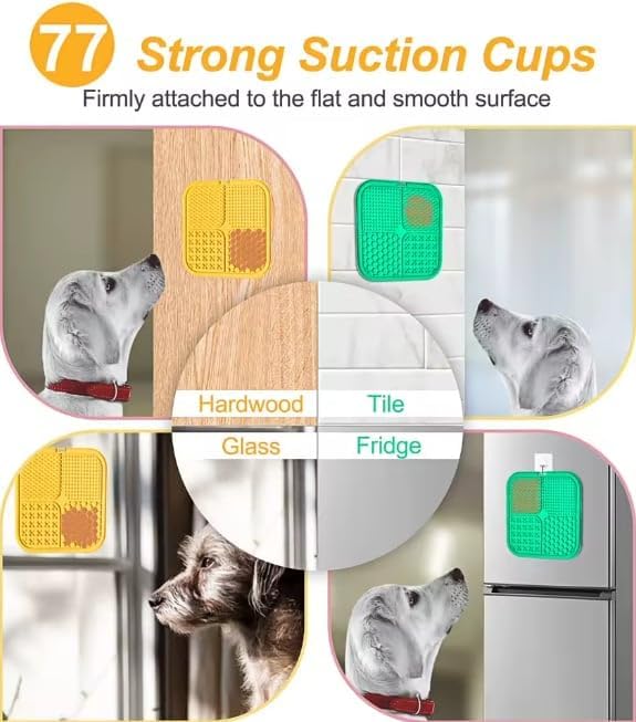 Lick Mat for Dogs and Cats, Food Grade Silicone Slow Feeder Mat with Strong Suction for Grooming, Bathing and Anxiety Relief, BPA-Free Pet Feeding Mat for Dental Care