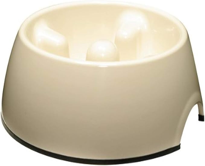 Dogit Dog Bowl Slow Feeder for Wet or Dry Dog Food, Go Slow Anti-Gulping Dog Dish, White, XS