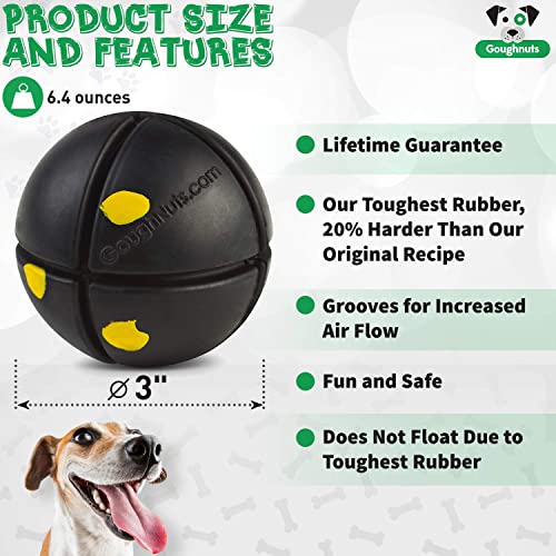 Goughnuts - Virtually Indestructible Ball - Guaranteed Dog Chew Toys for Aggressive Chewers Like Pit Bulls, German Shepherds, and Labs from 30-70 Pounds - Toughest and Durable Natu