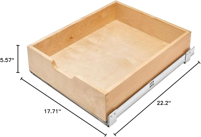 Rev-A-Shelf Standard Pullout Kitchen Cabinet Organizer and Drawer Box with Soft-Close for 21" Base and 17.75" W Cabinet Opening, Wood, 4WDB-18SC-1