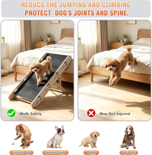 Dog Ramp for Bed, Foldable 15"x34" Solid Wood Pet Stairs - Image 7