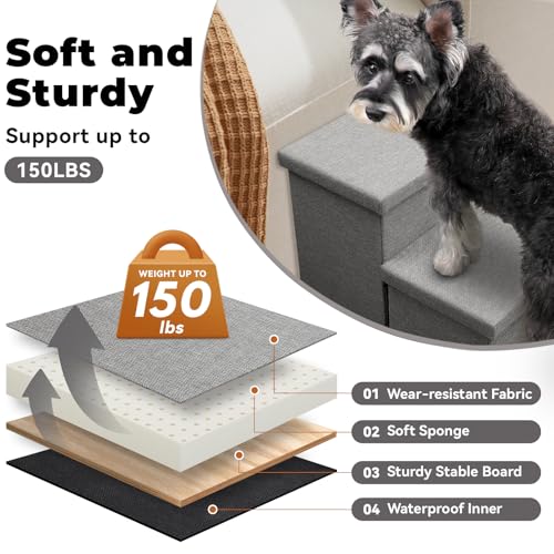 Zerbuger 2 Step Dog Stairs with Storage, 15" High Folding - Image 7