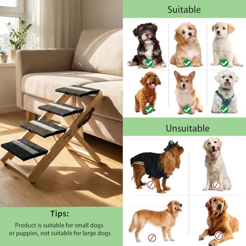 2-in-1 Indoor Pet Ramp, Wooden Folding 4-Tier Pet Stairs - Image 8