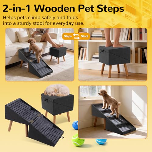Dog Stairs for Small Dogs, 2-in-1 Dog Safety Ramp and Ottoman - Image 7