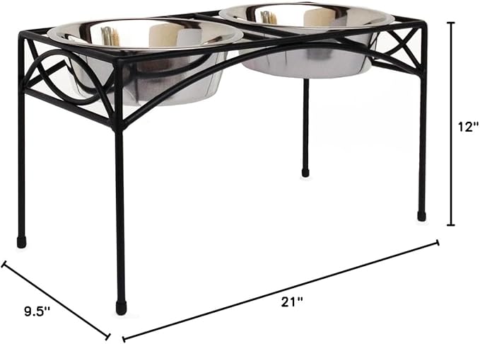 Regal Elevated Dog Feeder with Not So Fast Bowl - 12" Tall - Slows Down Gulpers!