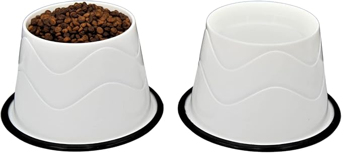 No Slip Base Elevated Bowls for Small Dogs and Cats Wearing Cone - Raised Bowls for Dogs and Cats - 2 Pair