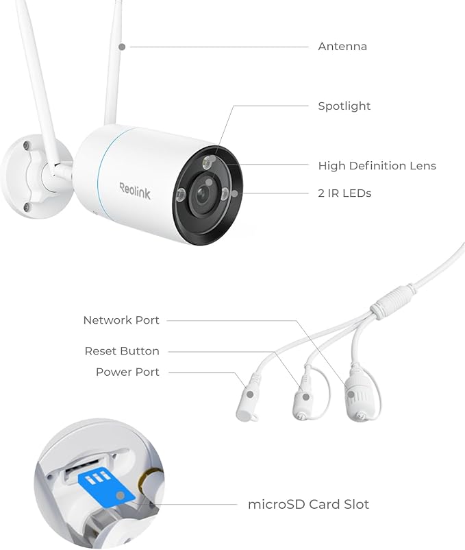 REOLINK 4K Home Security Camera, 2.4/5GHz WiFi Outdoor Camera, Plug-in Power (DC 12V/1A), Human/Vehicle/Pet Detection, Color Night Vision, Two-Way Talk, 24/7 Recording, IP67 Waterproof, RLC-810WA