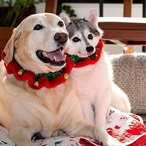 Huxley & Kent Ruff Pet Scrunchy | Elf (Large) | Festive Christmas/Holiday Neckwear for Dogs/Cats | Fun Stretchable Costume Accessory | Soft Collar with Bells