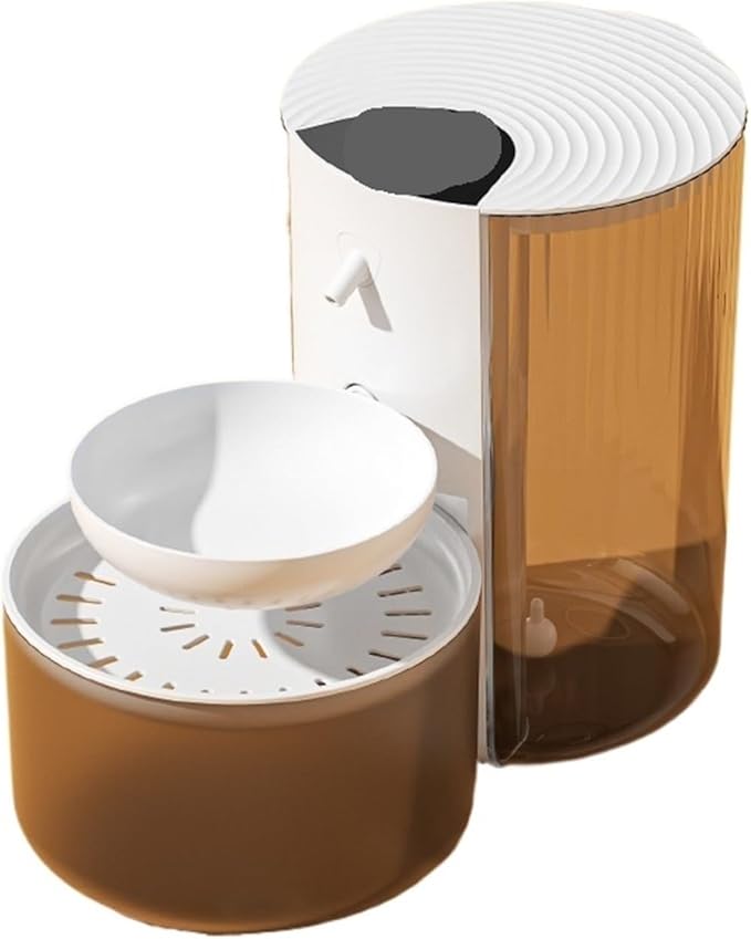 3000ML Pouring Cat Water Dispenser Smart Tilt Design Pet Fountain Separate Clean & Dirty for Cats and Small Dogs(Beige)