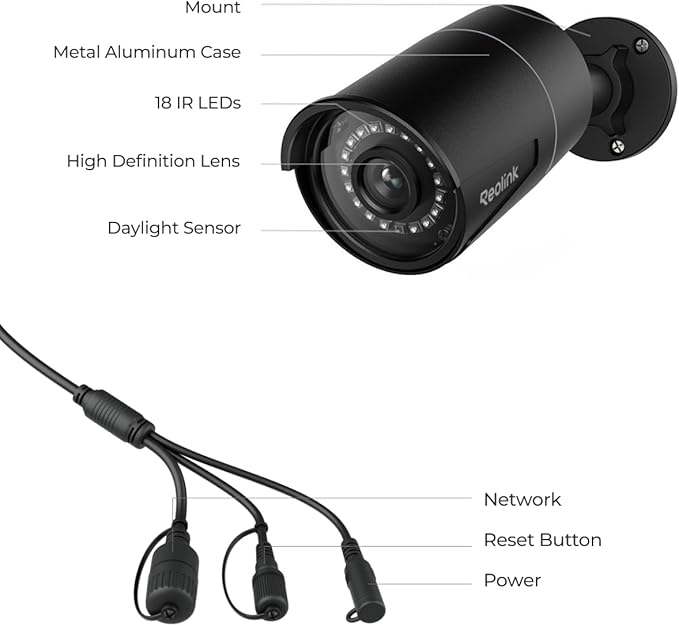 REOLINK 5MP Security PoE Camera, Surveillance Outdoor Indoor, Human/Vehicle/Pet Detection, 100ft IR Night Vision, Work with Smart Home, Support 512GB SD Card, Time-Lapse, RLC-510A(Black)