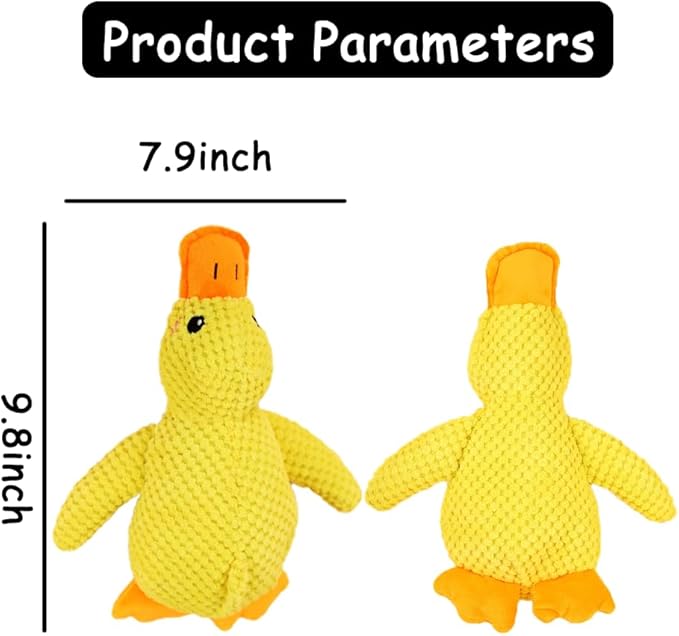 Quack-Quack Calming Duck Dog Toy, Emotional Support Plush for Dogs, Emotional Support Toy for Pet, Soft Squeaky Yellow Stuffed Duck, Indoor/Outdoor Toy (Yellow, S)