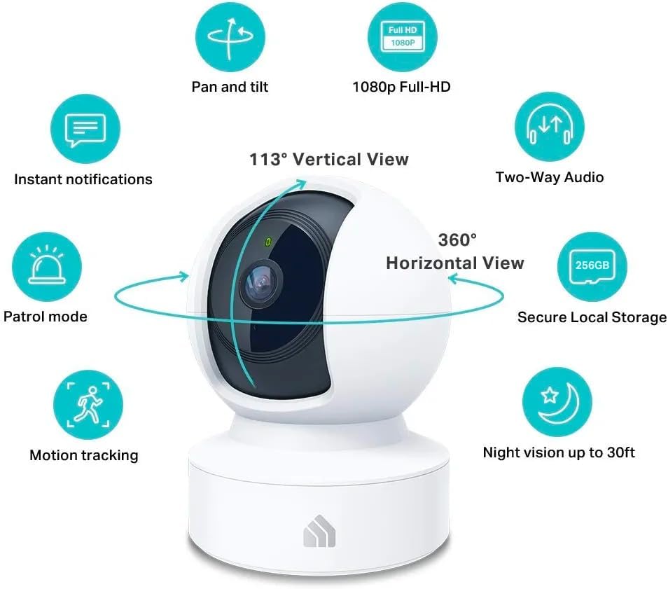 Indoor Pan/Tilt Pet Camera 1080p — Motion Detection, Night Vision, 2-Way Audio