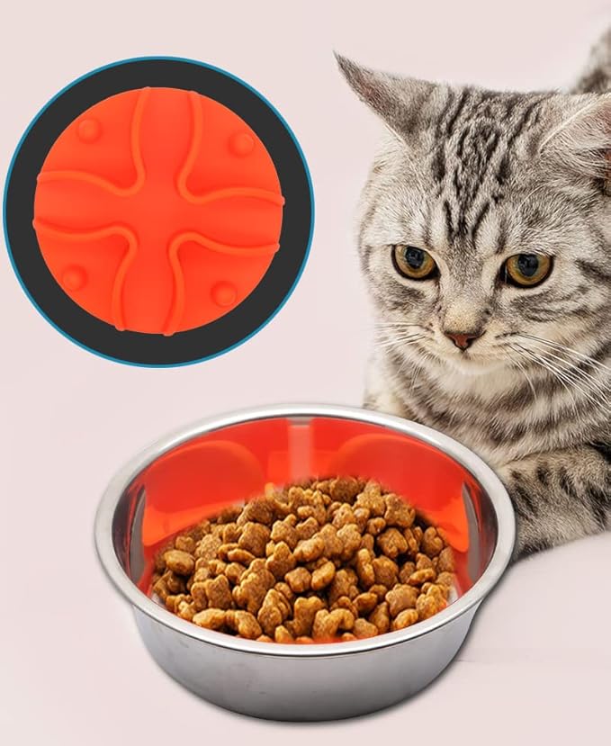 Slow Feeder Insert for Dogs & Cats, 3 Sizes Food-Grade Silicone Anti-Choking Puzzle Feeder, Non-Slip Suction Cup Design, Fits Most Bowls, Bloat Stop Pet Feeding Solution