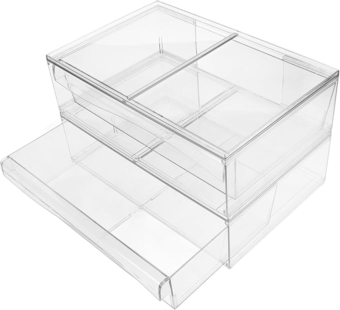 2pcs Acrylic Cosmetic Box Makeup Organizer Desktop Sundry Holder Storage Boxes Lids Decorative Organizing