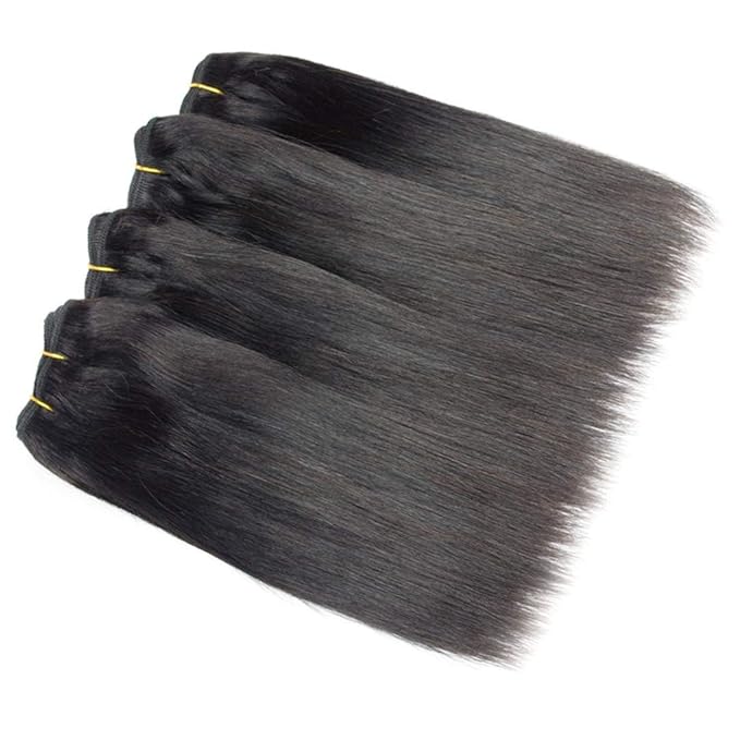 Selina Straight Human Hair Bundles With Closure 8 8 8 8+8 Inch 4x4 Lace Closure 100% Brazilian Virgin Human Hair 4 Bundles Wiht Closure Deals Hair Extensions Qucik Weave Bundles Natural Black