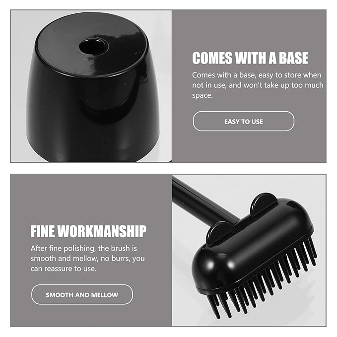 Uonlytech Cat Grooming Brush and Comb Set with Storage Base, Multi-functional Pet Massage Brush for Shedding Control, Comfortable Black Hair Remover for Indoor Cats and Dogs