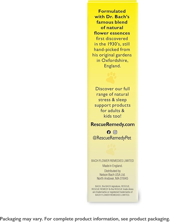 Bach Rescue Remedy Pet Dropper for Dogs - 20 mL - Stress & Tension Support for Dogs Natural Flower Essences - Sedative-Free, Homeopathic Liquid Formula - for All Breeds, Ages & Weights