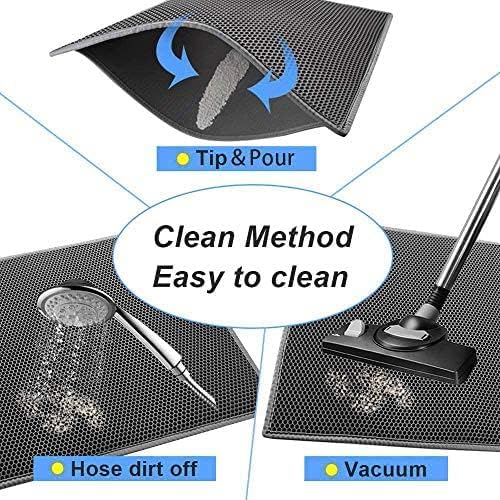 Cat Litter Box Mat: Easy Clean Cat Litter Mat for Floor, Kitty Scratch Cute Pad (24 * 30in-Grey-1)