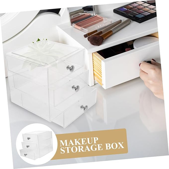 CHILDWEET Organizer for Makeup and Jewelry Storage Multi-purpose Desktop Storage Box Smooth Access for Home Office Use