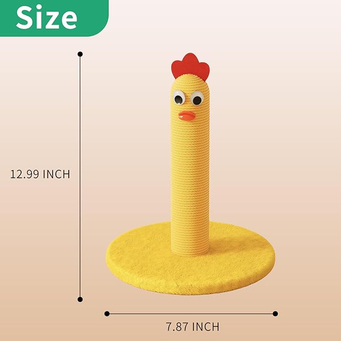 Cat Tree for Indoor Cats, 13" Small Cat Scratching Post, Yellow Chick Cat Tower for Kittens & Small Cats, Stable Compact Cat Tree for Apartments