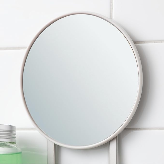 iDesign Self-Adhesive Shower Caddy with Mirror and Accessory Hooks - Satin