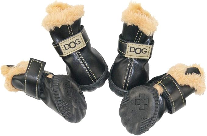 WINSOON Puppy Dog Shoes for Small Dogs Medium and Large Dogs,Dog Winter Boots,Pet Paw Protectors Covers, Snow Booties for Hiking Set of 4 (Size 2, Black)