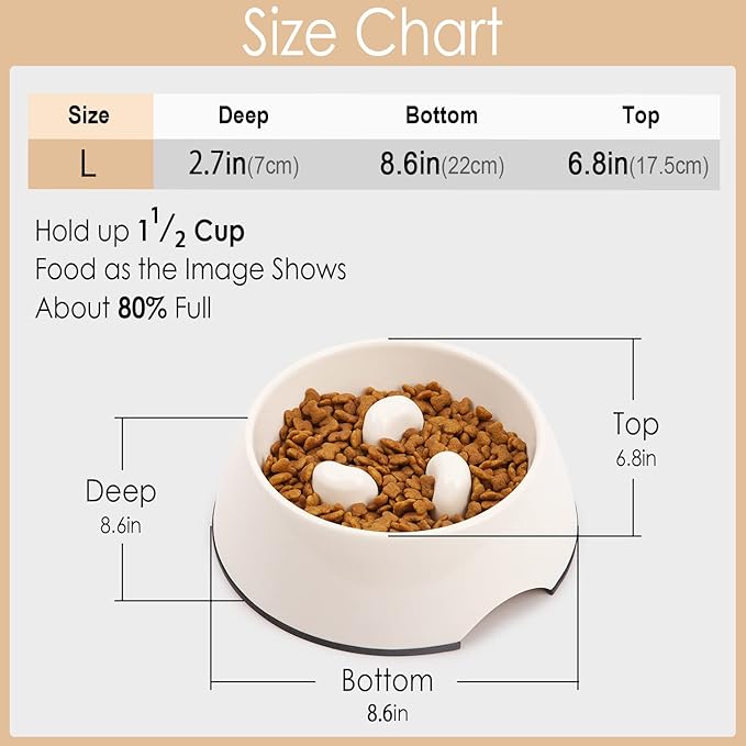 Super Design Slow Feeder Dog Bowl, 1.5 Cup, Nonslip, Heat-Resistant, Suitable for Medium to Large Dogs
