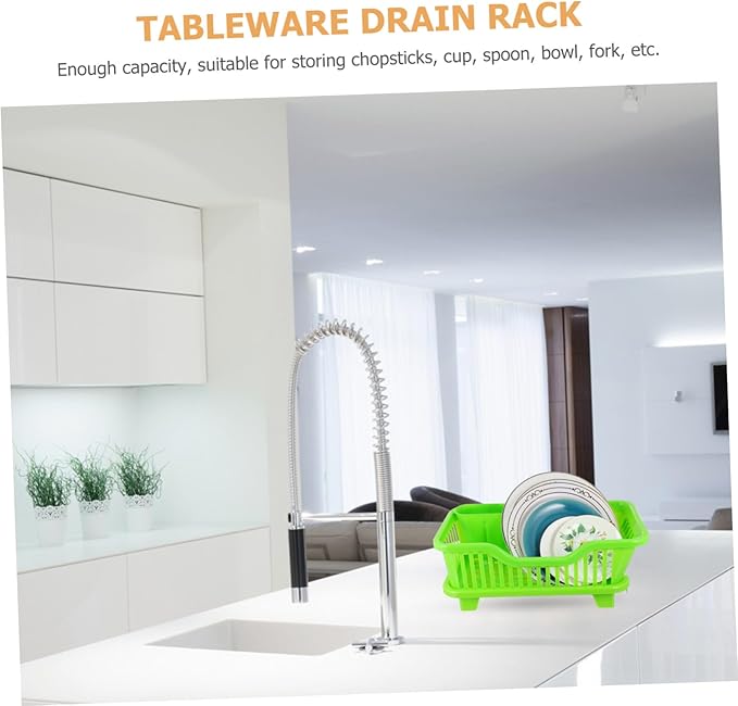 Multifunction Plastic Tableware Holder with Side Drainage Water Draining Cutlery Rack for Kitchen Sink Medium-Sized Bowl and Bottle Organizer Rack Easy to Clean and Use