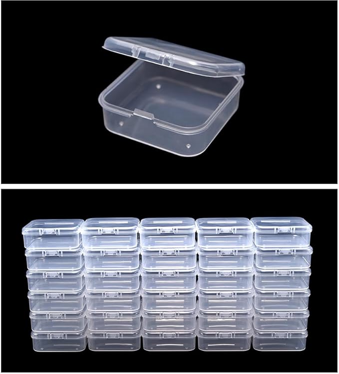 Bead Storage Box Clear Plastic Organizer Containers with Hinged Lids for Bracelet Making Nail Art Seed Beads Stack Craft Case Travel-Friendly Design (30pcs)