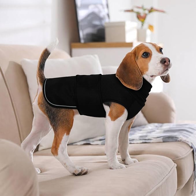 IDOMIK Dog Anxiety Calming Hoodie,Breathable Dog Anxiety Jacket Vest Coat for Thunderstorms,Fireworks,Vet Visits,Separation,Adjustable Pet Hoodies for Noise Block&Ear Protection Recovery,Black,L
