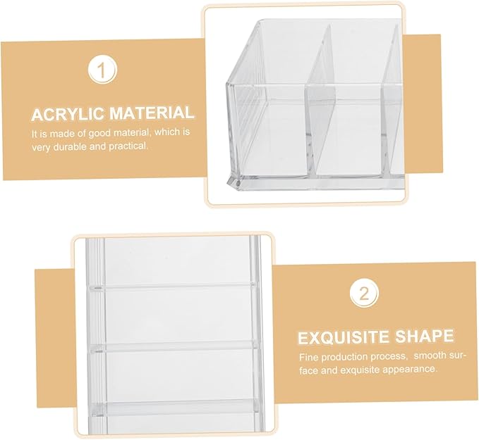 Cabilock 2pcs Acrylic Cosmetic Organizer Box Removable Makeup Storage Holder for Desktop Multi-Grid Design for Easy Access and Organization