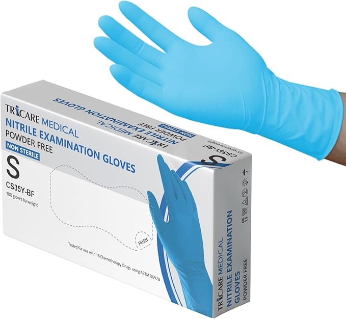 Nitrile Exam Gloves, Chemo Drug Tested, Latex free, Powder free, 4.3 Mil, Blue, Case of 1000