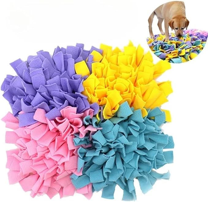 Snuffle Mat for Dogs, 17.7" x 17.7" Treat Puzzle Feeding Mat, Non-Slip Foraging Activity Mat, Soft Felt Slow Feeding Enrichment Toy for Small Medium Large Dogs