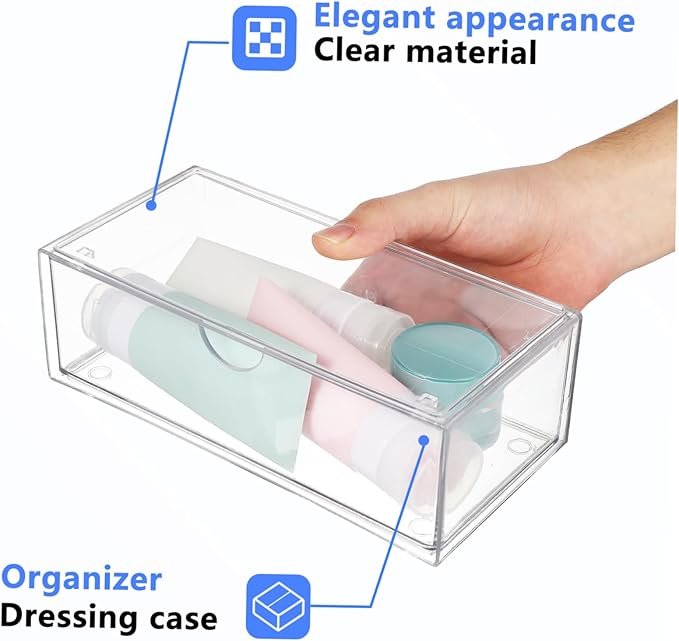 3pcs Makeup Organizer Lid Stackable Lipstick Holder Cosmetic Storage Box for Vanity and Desk for Skincare and Makeup Accessories