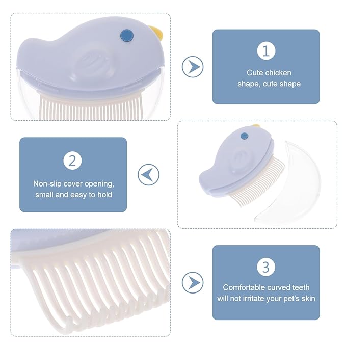 2pcs Pet Hair Remover Comb Set for Cats and Dogs, Dematting Grooming Brush with Fine Teeth, Portable Detangling Tool for Shedding Control and Knot Removal, Blue