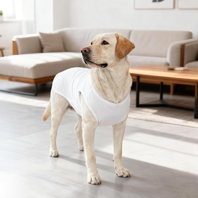 KOOLTAIL Boy Dog Clothes for Large Dogs, 2 Pack Cotton Fall/Winter Warm Dog T Shirts Coats for Outdoor, UV & Insect Protection Anti-Hair Loss & Lightweight Pet Vest Tank Tops Apparel,White&Black,3XL