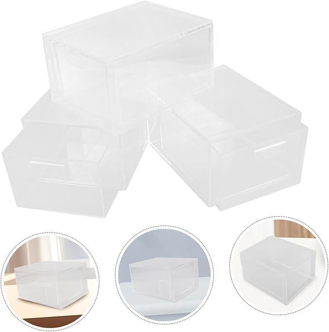 NUOBESTY 3pcs Stackable Drawer Organizer for Makeup and Desk Supplies Acrylic Storage Box Large Capacity for Cosmetics Stationery and Daily Essentials