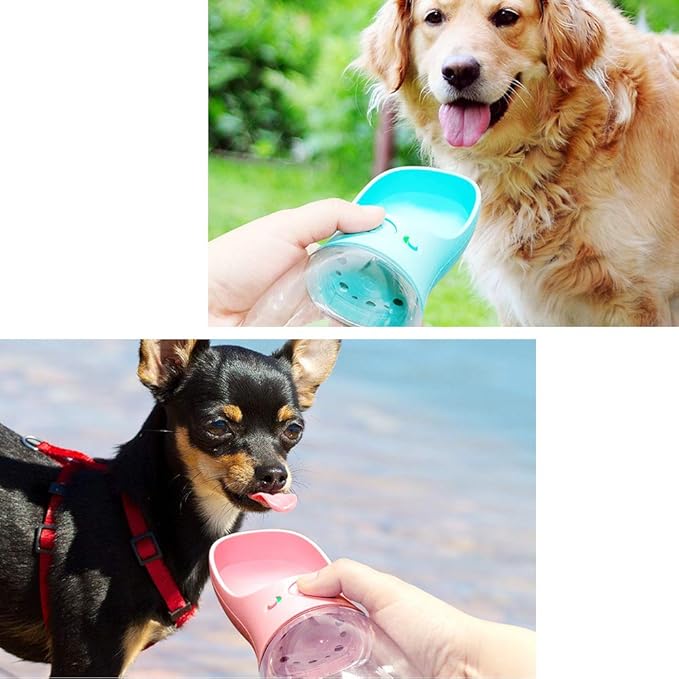 550 ml / 18.6 oz Portable Dog Water Bottle, Water Bottle with Drinking Feeder for Dogs, Water Dispenser for Dogs in Walking, Hiking & Traveling (Green)
