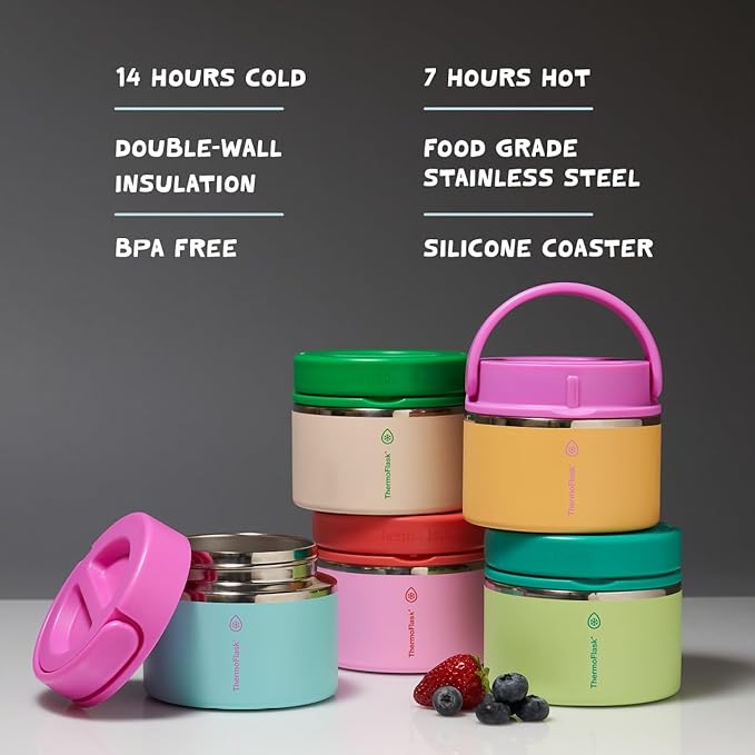 ThermoFlask 12 oz Double Wall Insulated Food Jar, Garden Party